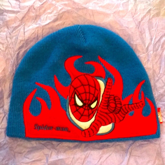Marvel Other - Marvel Spider-Man blue red knit acrylic beanie warm cap hat kids ages 4-8 EUC